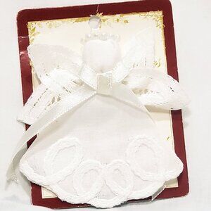Lace Angel White Fabric Fashion Brooch 3" Golden Treasures